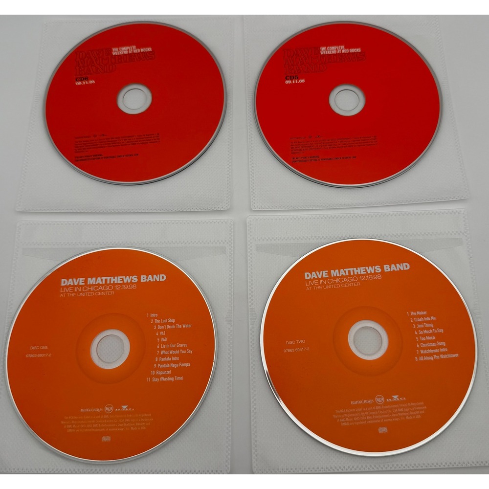 Dave Matthews Band Live CD Lot Red Rocks 09.11.05 Chicago 12.19.98 Discs
